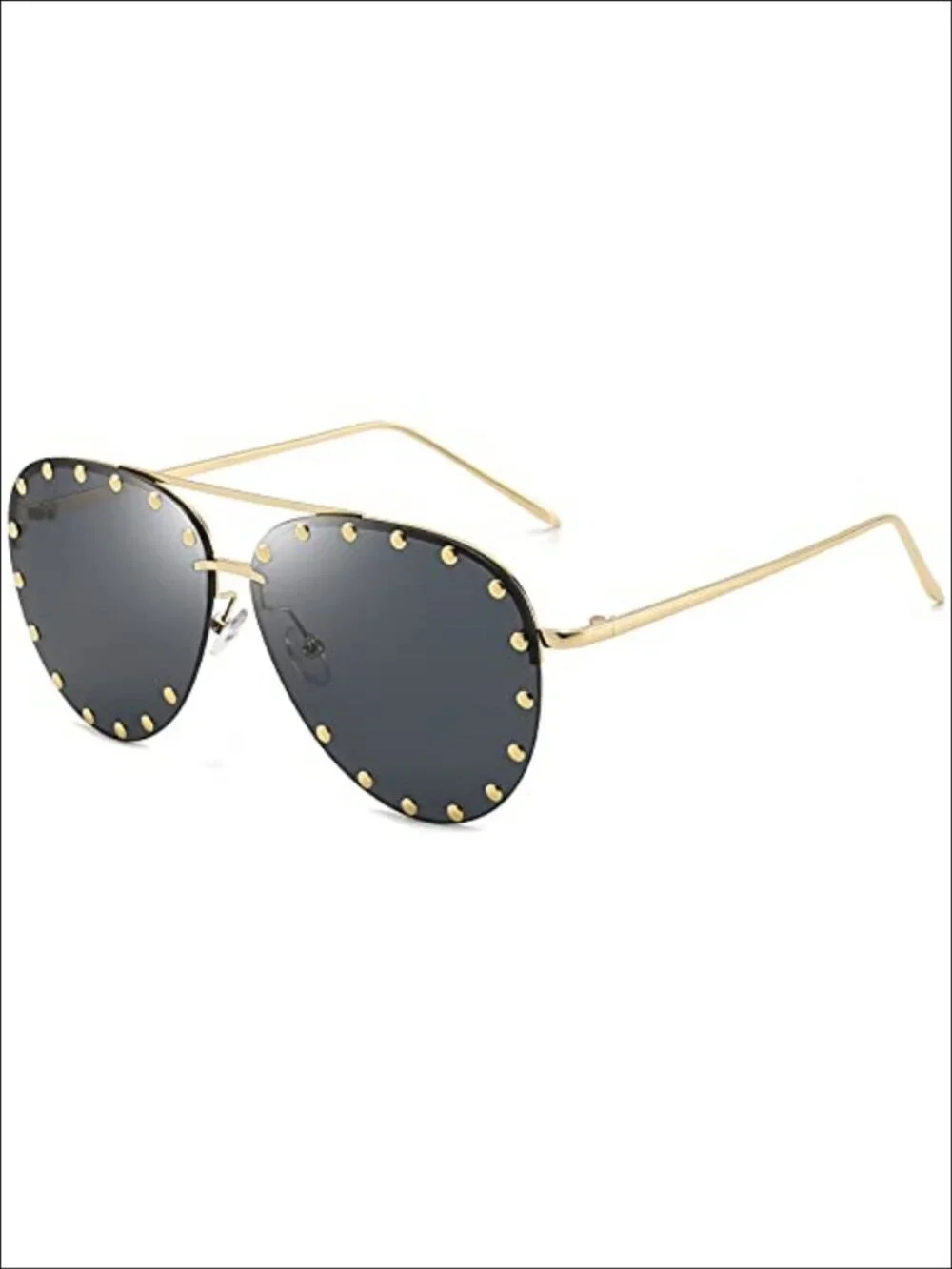 Studded Aviator Sunglasses Metal Frame UV400 Oversized Women